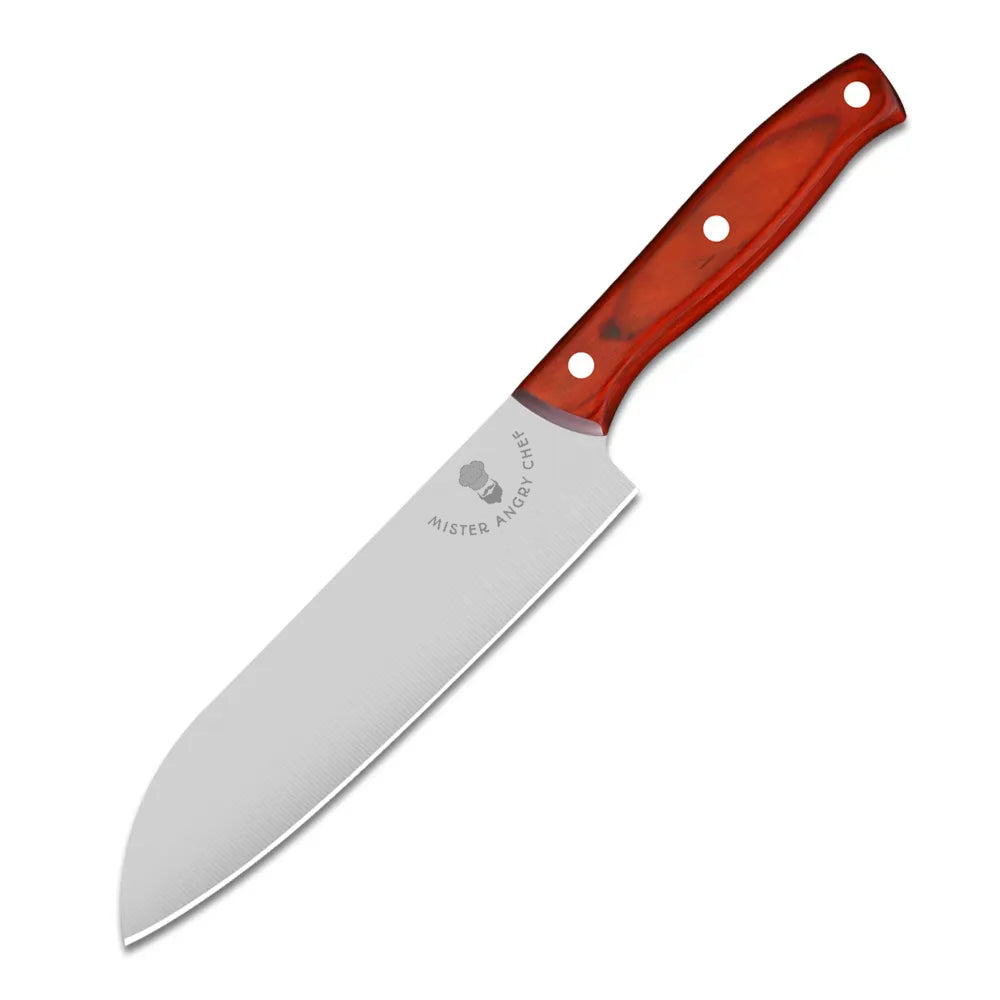 Wood Handle Santoku Knife - X30Cr13 SS Blade