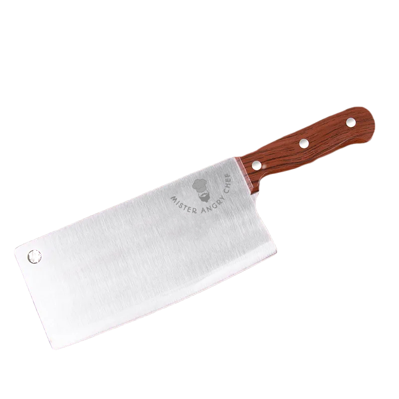 Rustic Vegetable Cleaver with Brown Hard Plastic Handle - X30Cr13 SS Blade