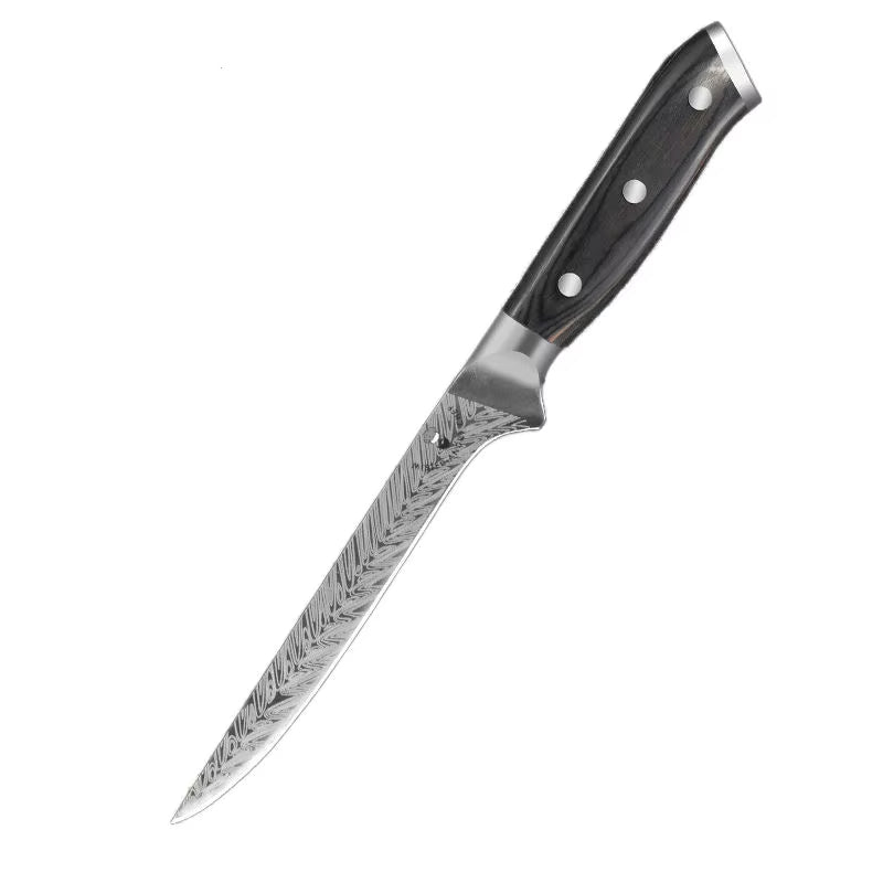 6" Japanese Laser Damascus Boning Knife - Pakka Wood Handle - 40Cr13 SS Blade