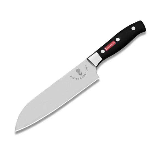 6.25" Santoku Knife, Black Handle - Irascible Line - X30Cr13 SS Blade