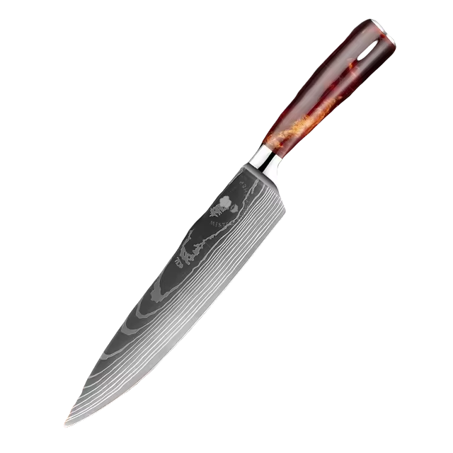 8" Japanese Laser Damascus Chef Knife - Resin Handle - 40Cr13 SS Blade