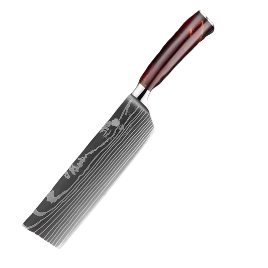 7" Japanese Laser Damascus Nakiri / Cleaver Knife - Resin Handle - 40Cr13 SS Blade