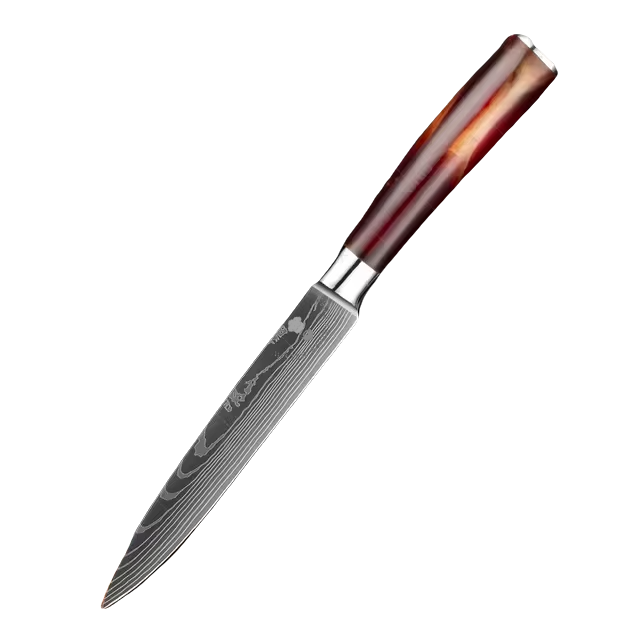 5" Japanese Laser Damascus Paring Knife - Resin Handle - 40Cr13 SS Blade